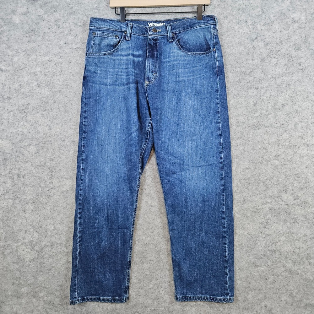 Wrangler Relaxed Fit Jeans Mens‎ 34x30 (ACTUAL 35x29) Blue Denim Cotton Blend
